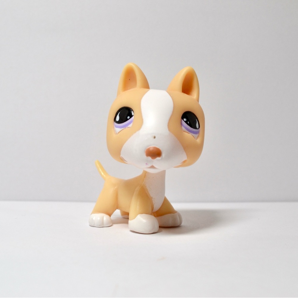 Littlest Pet Shop Authentic # 860 Beige White Sportiest Bull Terrier Dog